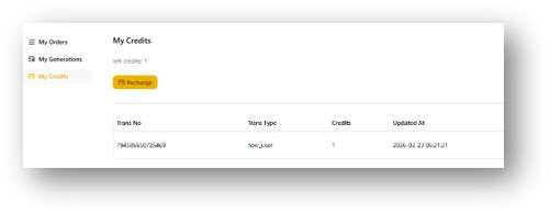 NanoBanana — раздел My Credits