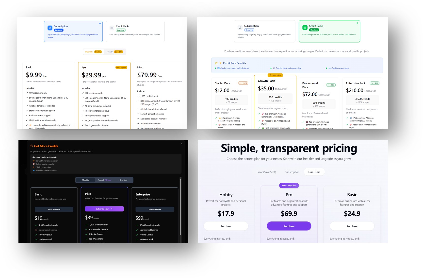 NanoBanana — выбор пополнения или тарифов